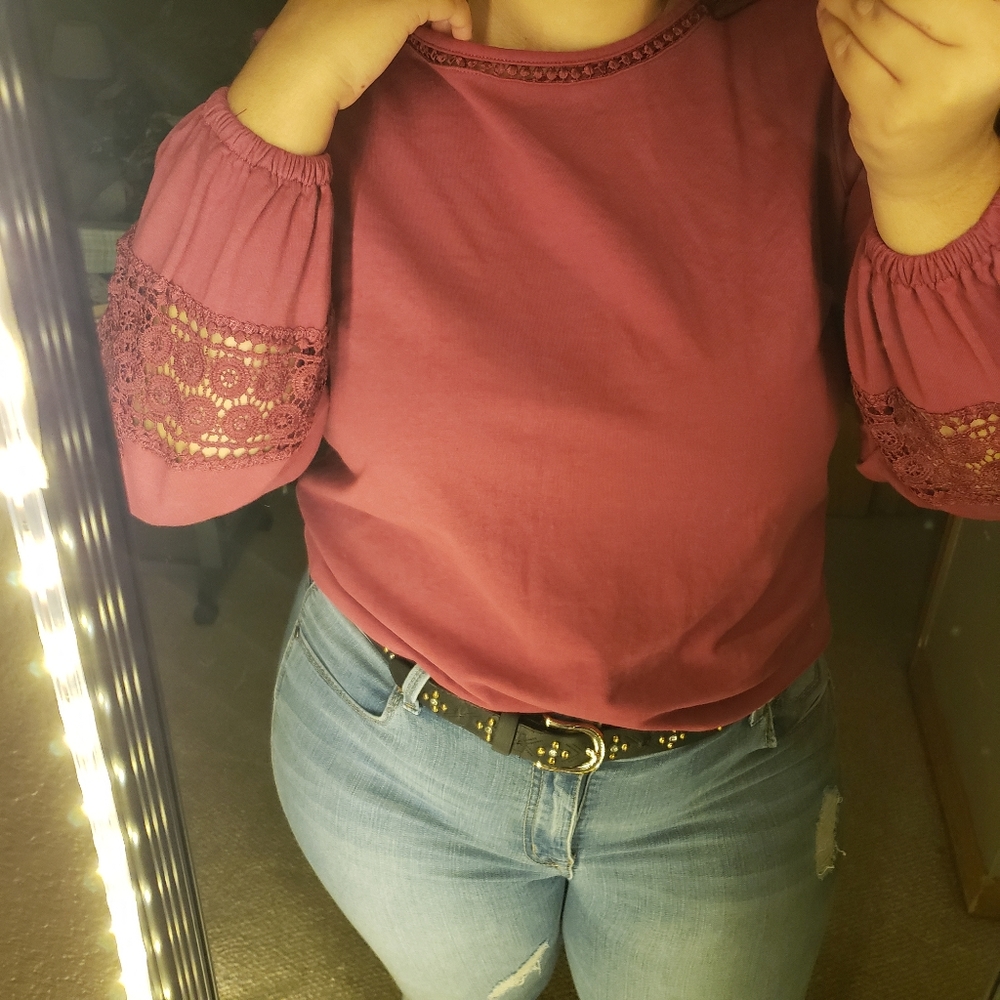 Pink long-sleeved w/cutouts